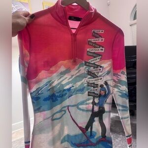 Base layer Colorful Ski-Themed Long Sleeve Top